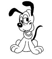 coloriage bebe pluto assis